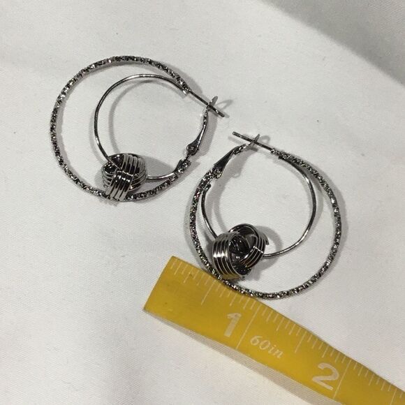 Double Hoop Textured Earrings (UC3) - Picture 6 of 6